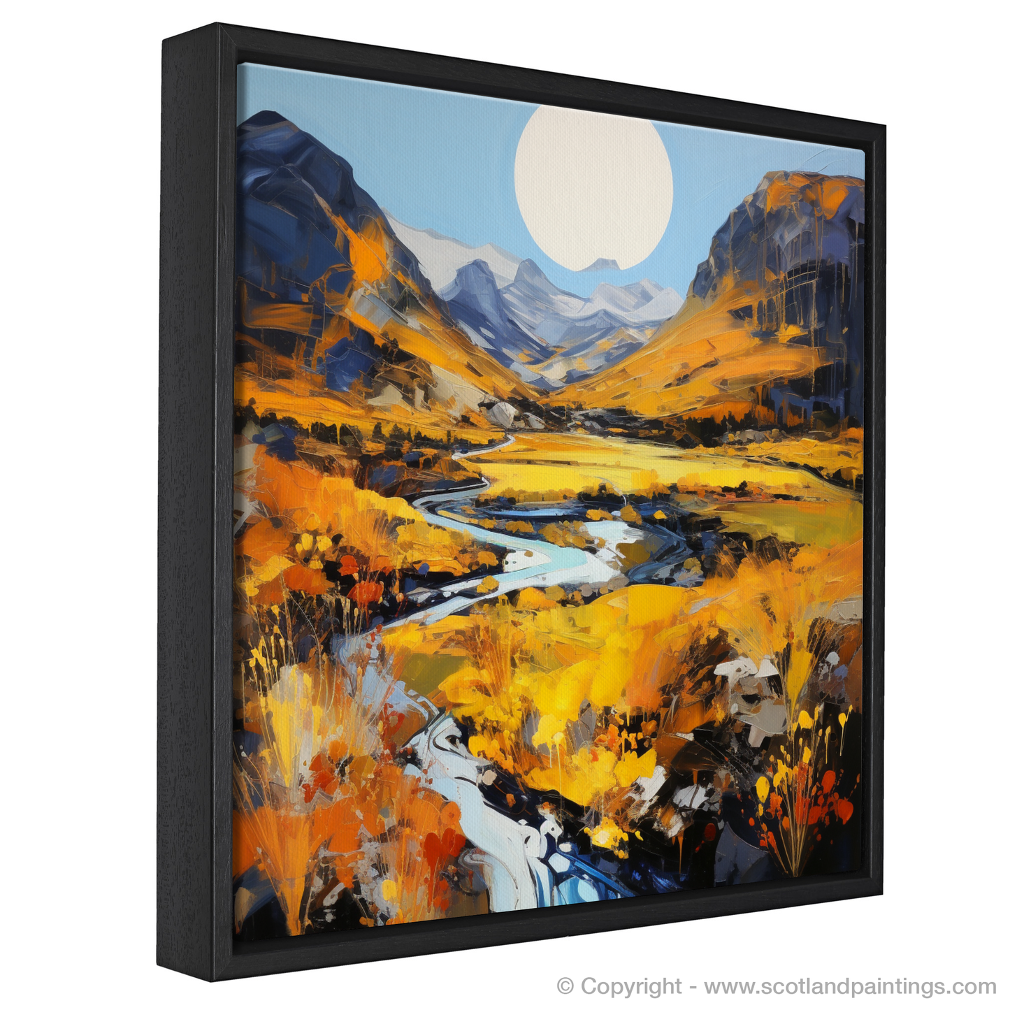 Painting and Art Print of Golden bracken in Glencoe entitled "Golden Bracken Blaze in Highland Majesty".