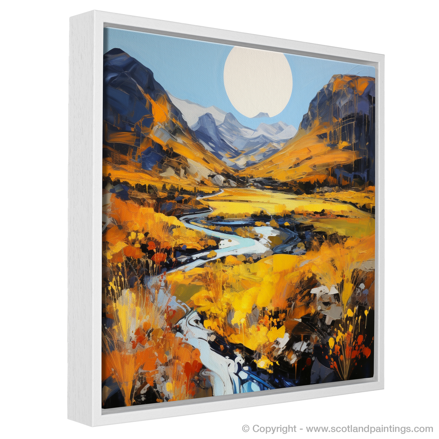 Painting and Art Print of Golden bracken in Glencoe entitled "Golden Bracken Blaze in Highland Majesty".