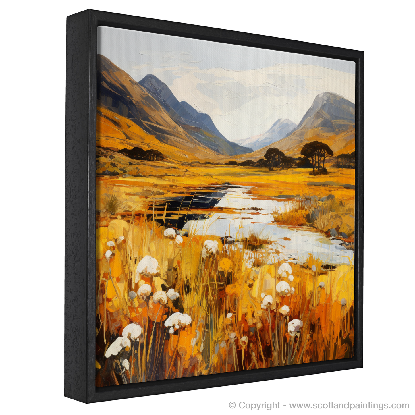 Painting and Art Print of Golden bracken in Glencoe entitled "Golden Bracken of Glencoe: An Expressionist Ode to the Highlands".