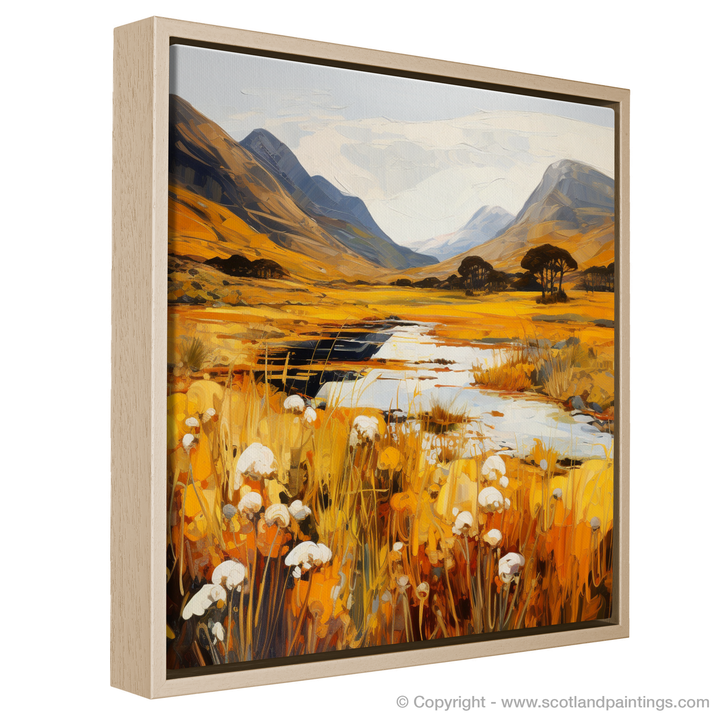 Painting and Art Print of Golden bracken in Glencoe entitled "Golden Bracken of Glencoe: An Expressionist Ode to the Highlands".