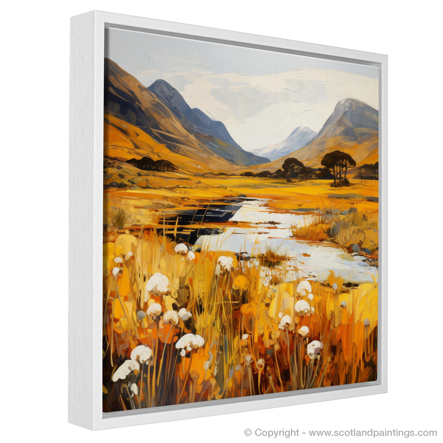 Painting and Art Print of Golden bracken in Glencoe entitled "Golden Bracken of Glencoe: An Expressionist Ode to the Highlands".