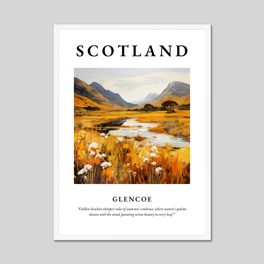 Poster in a white frame with the word Scotland