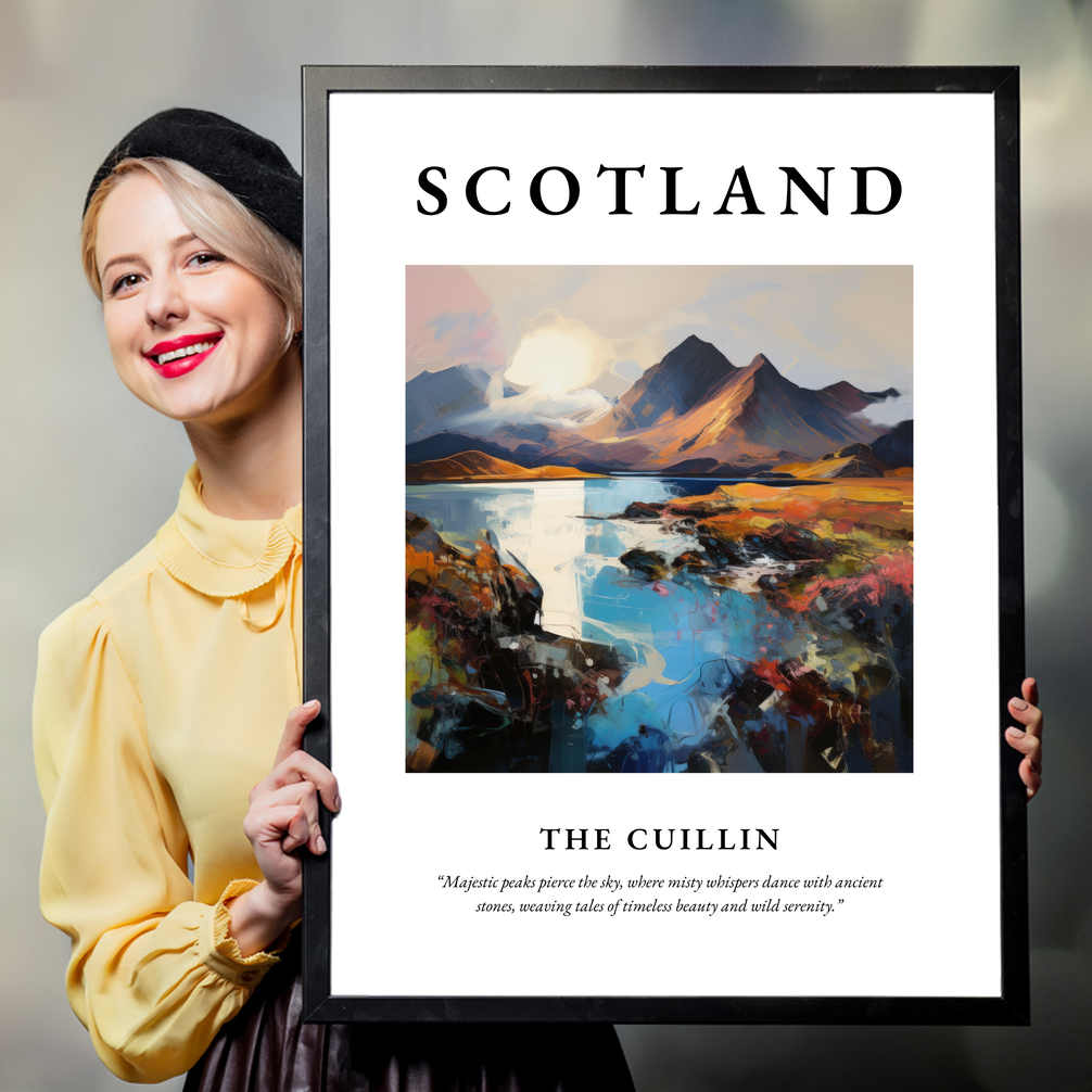 Person holding a poster of The Cuillin