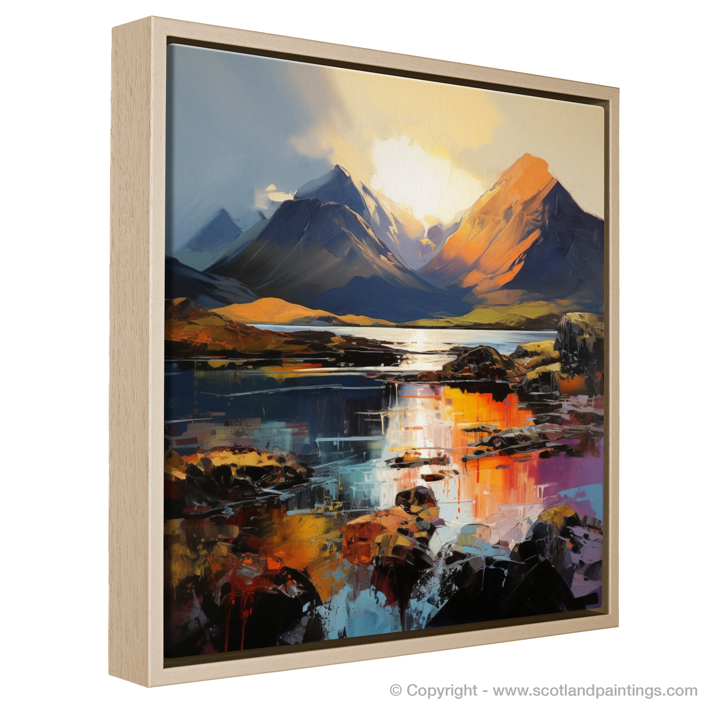 Painting and Art Print of The Cuillin, Isle of Skye entitled "The Cuillin Embrace: An Expressionist Ode to the Highland Majesty".