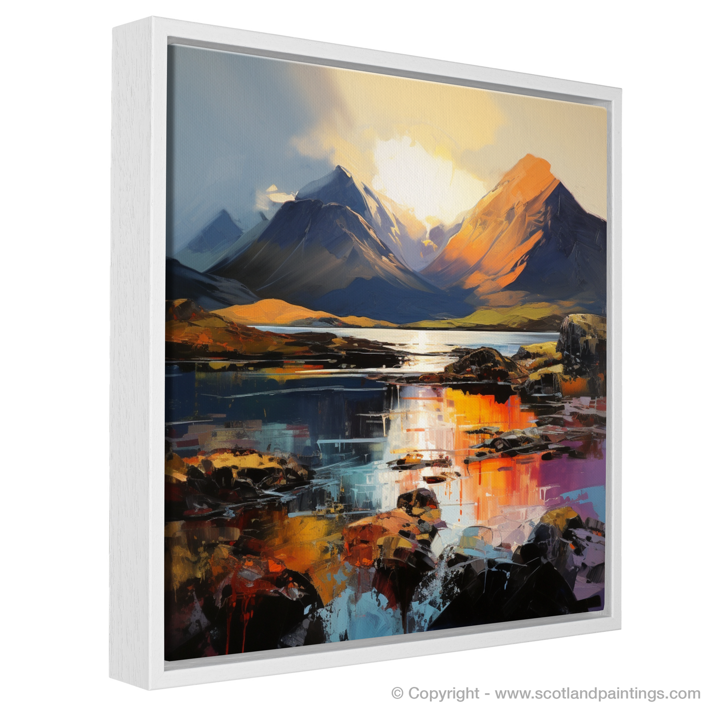 Painting and Art Print of The Cuillin, Isle of Skye entitled "The Cuillin Embrace: An Expressionist Ode to the Highland Majesty".