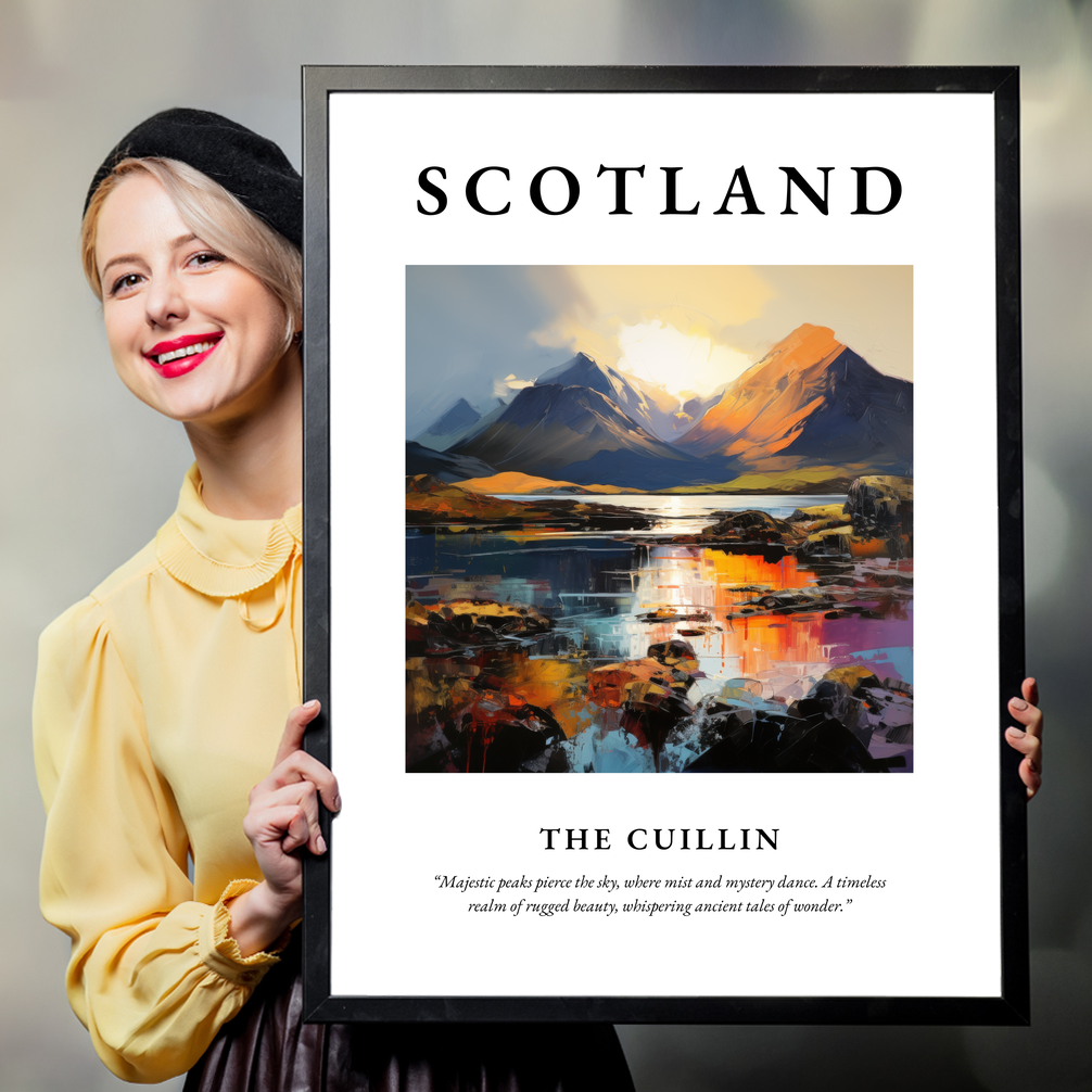 Person holding a poster of The Cuillin