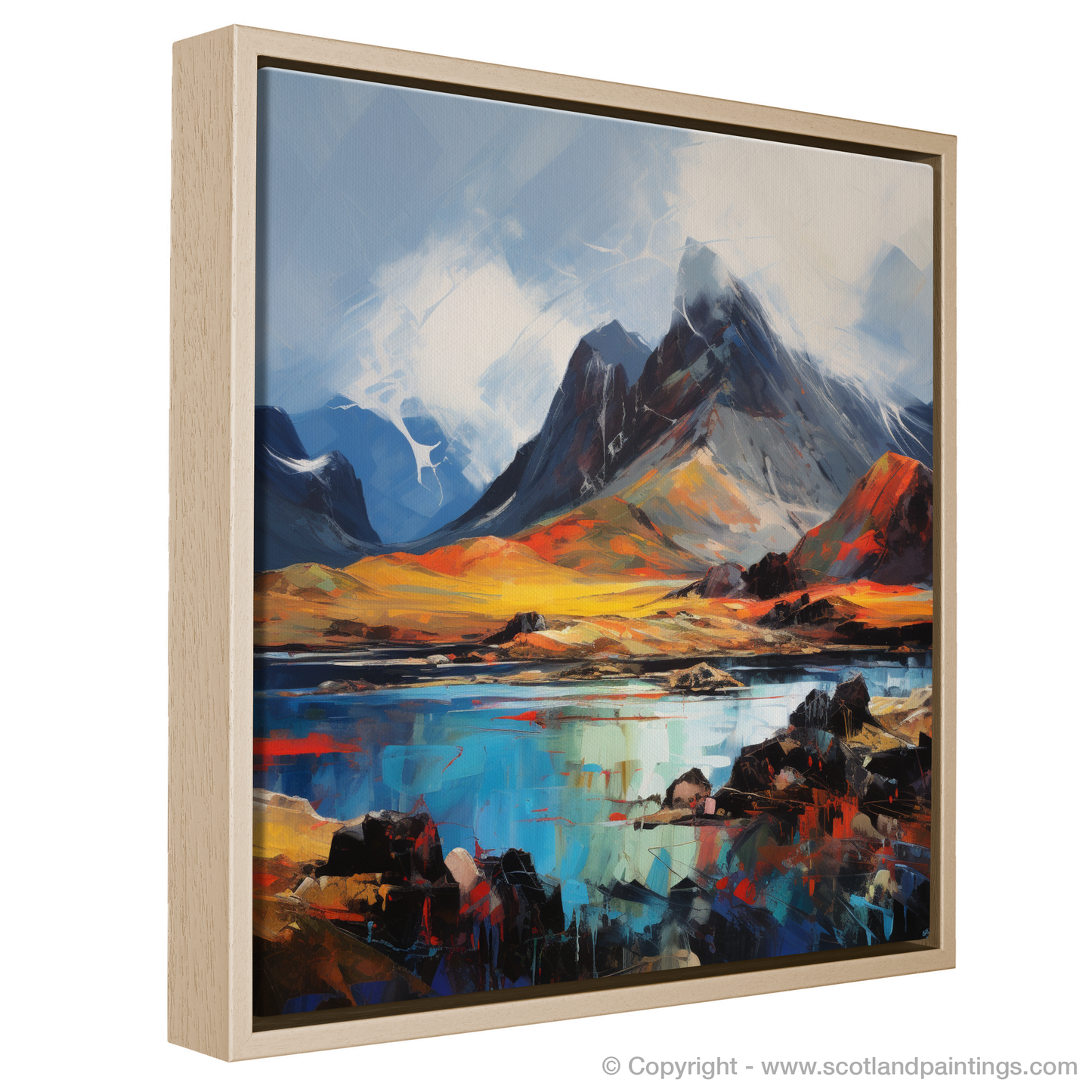 Painting and Art Print of The Cuillin, Isle of Skye entitled "The Cuillin's Fiery Majesty: An Expressionist Ode to Skye".