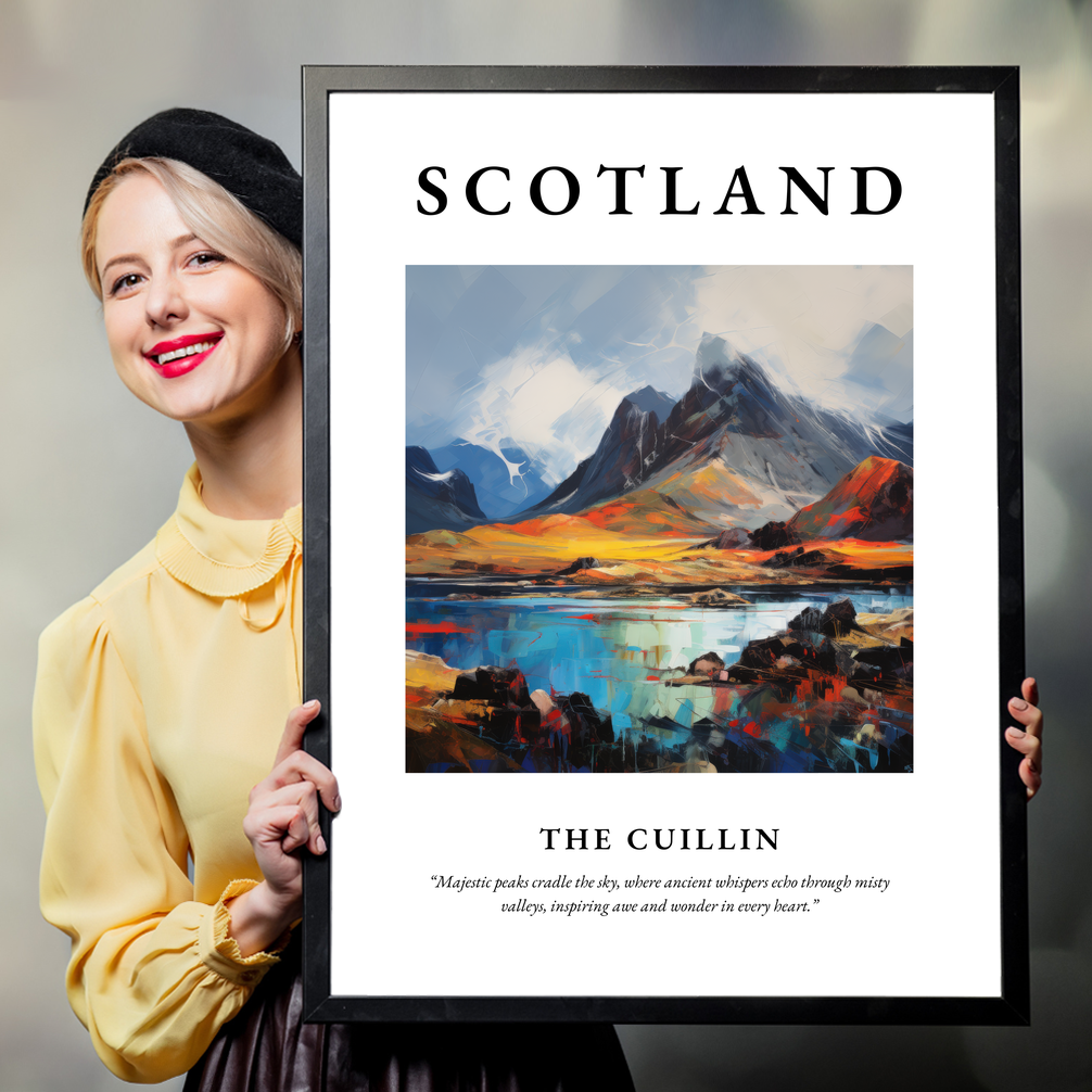 Person holding a poster of The Cuillin