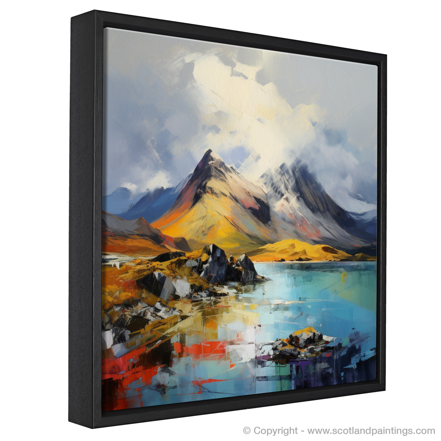 Painting and Art Print of The Cuillin, Isle of Skye. Dancing Light on The Cuillin Peaks.