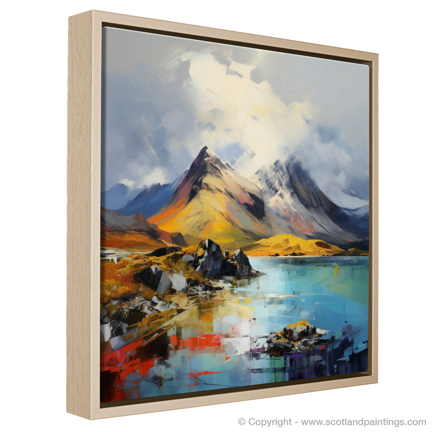 Painting and Art Print of The Cuillin, Isle of Skye. Dancing Light on The Cuillin Peaks.