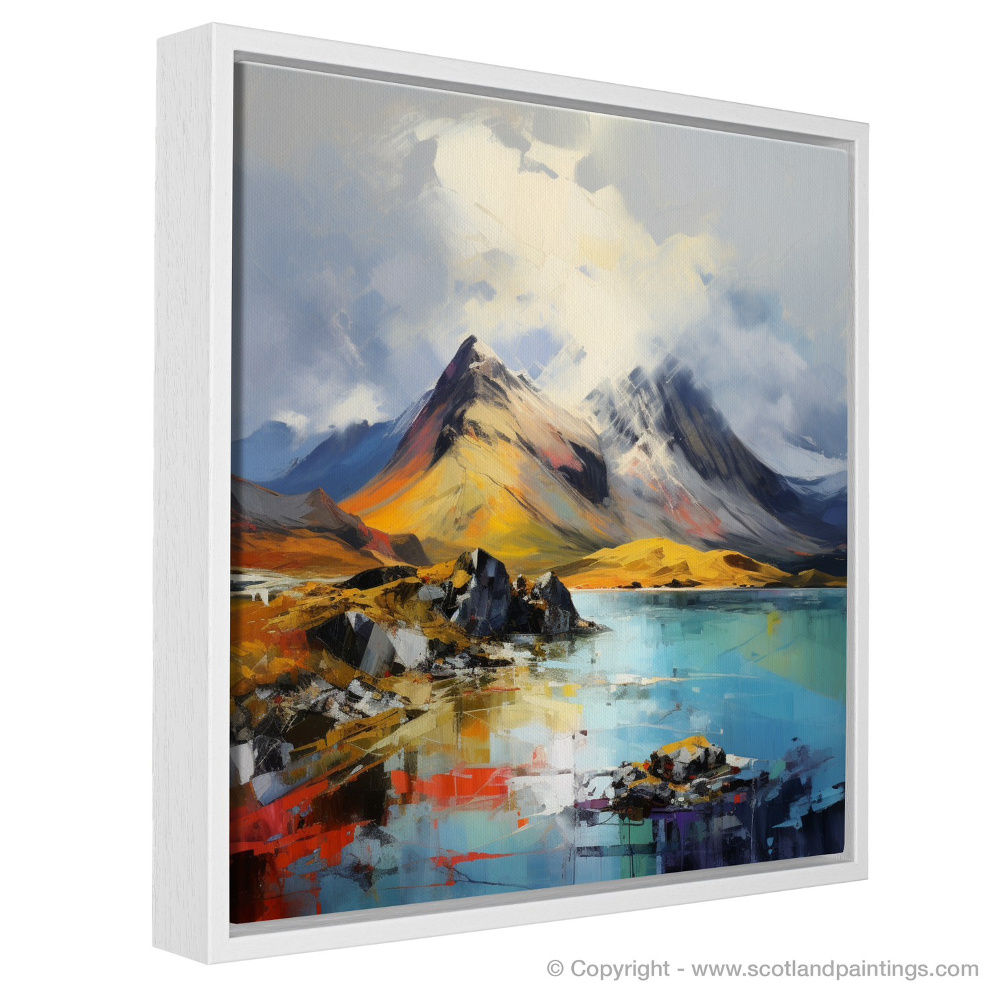 Painting and Art Print of The Cuillin, Isle of Skye. Dancing Light on The Cuillin Peaks.