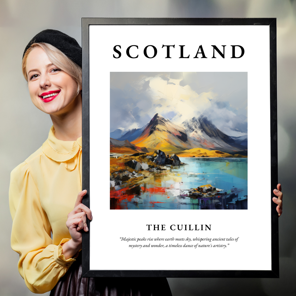 Person holding a poster of The Cuillin