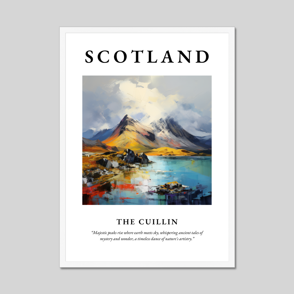 Poster in a white frame with the word Scotland