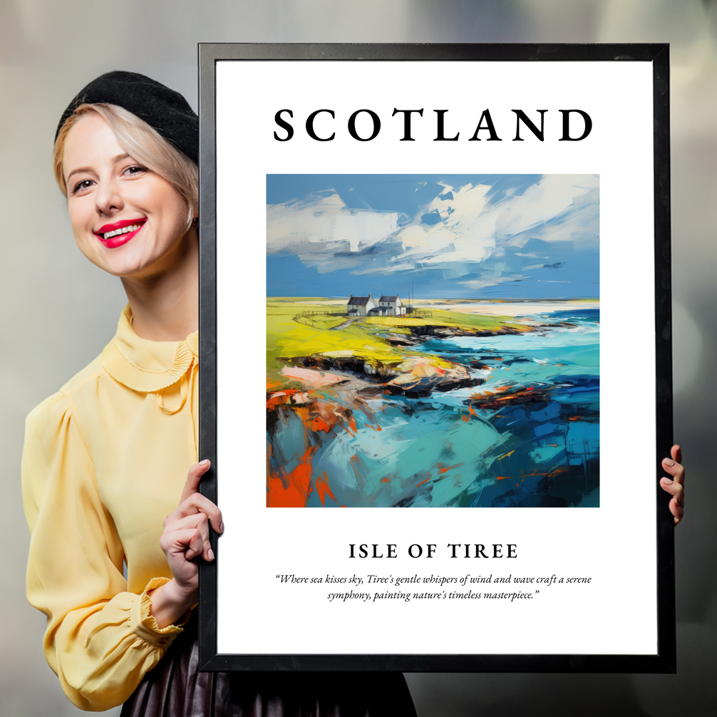 Person holding a poster of Isle of Tiree