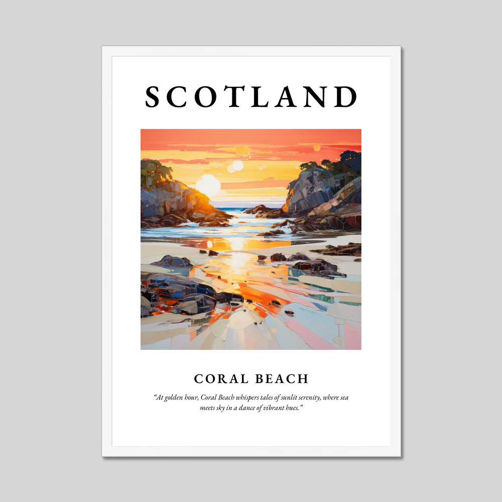 Poster in a white frame with the word Scotland