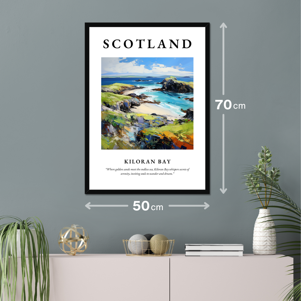 Poster of Kiloran Bay hanging on a wall