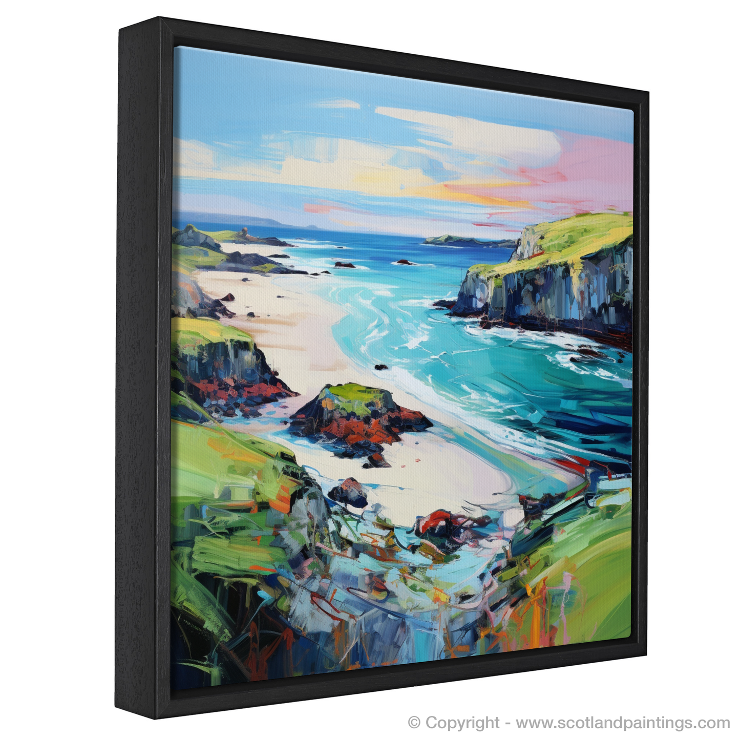 Painting and Art Print of Kiloran Bay, Isle of Colonsay entitled "Kiloran Bay Unleashed: An Expressionist Ode to Scottish Shores".