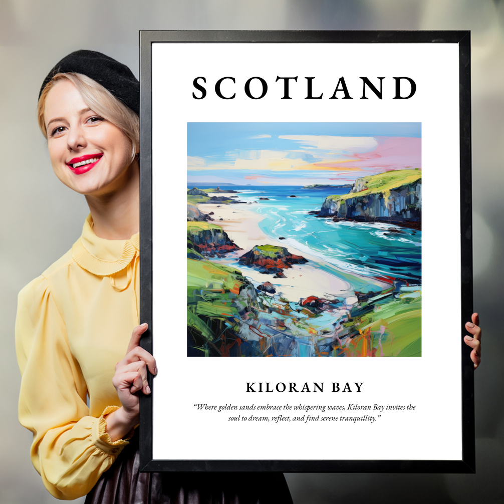 Person holding a poster of Kiloran Bay