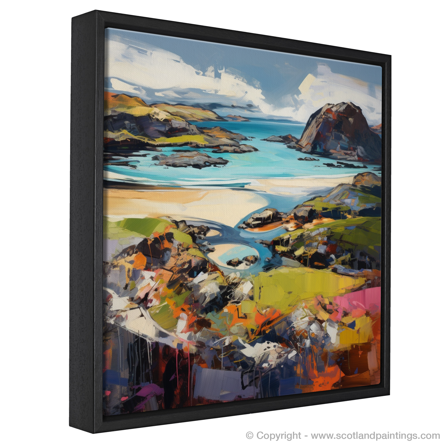 Painting and Art Print of Kiloran Bay, Isle of Colonsay entitled "Expressionism Unleashed: Kiloran Bay's Rugged Charm".