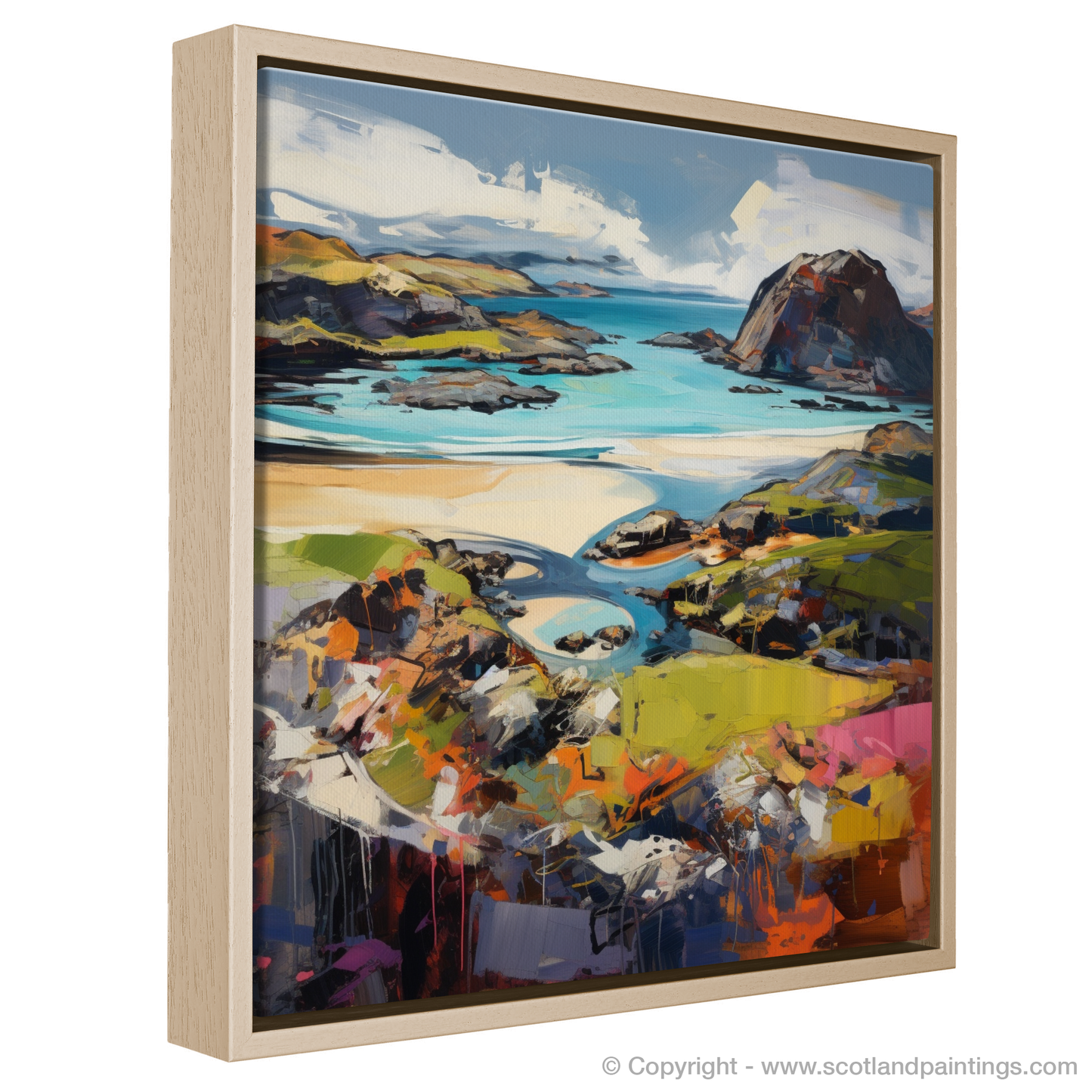 Painting and Art Print of Kiloran Bay, Isle of Colonsay entitled "Expressionism Unleashed: Kiloran Bay's Rugged Charm".