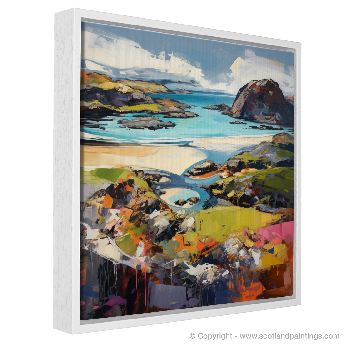 Painting and Art Print of Kiloran Bay, Isle of Colonsay entitled "Expressionism Unleashed: Kiloran Bay's Rugged Charm".