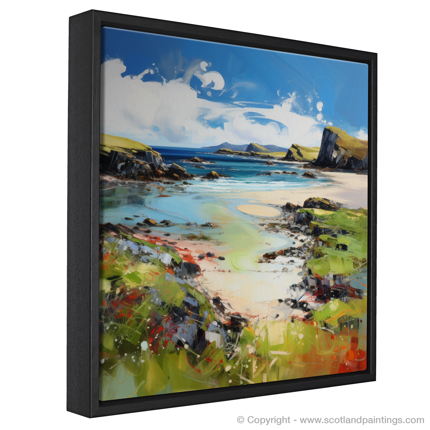 Painting and Art Print of Kiloran Bay, Isle of Colonsay entitled "Kiloran Bay Unleashed: An Expressionist Ode to the Scottish Coast".