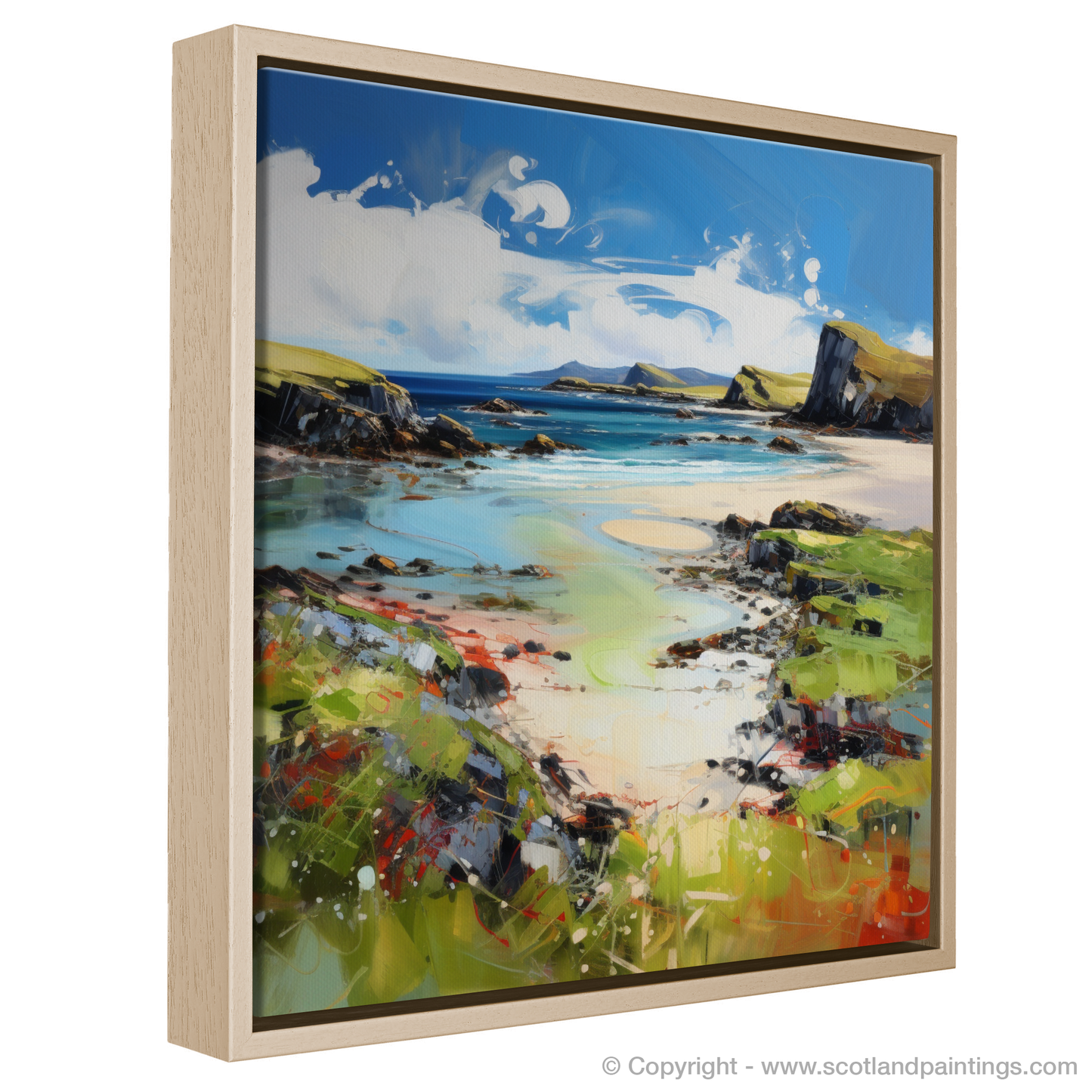 Painting and Art Print of Kiloran Bay, Isle of Colonsay entitled "Kiloran Bay Unleashed: An Expressionist Ode to the Scottish Coast".