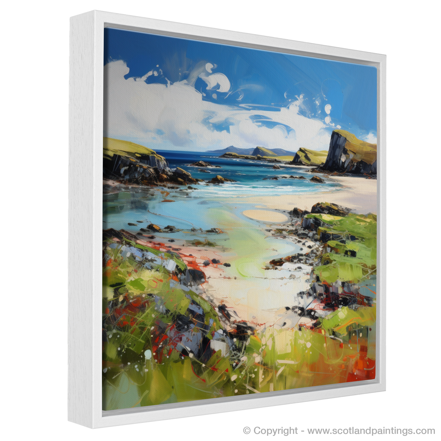 Painting and Art Print of Kiloran Bay, Isle of Colonsay entitled "Kiloran Bay Unleashed: An Expressionist Ode to the Scottish Coast".