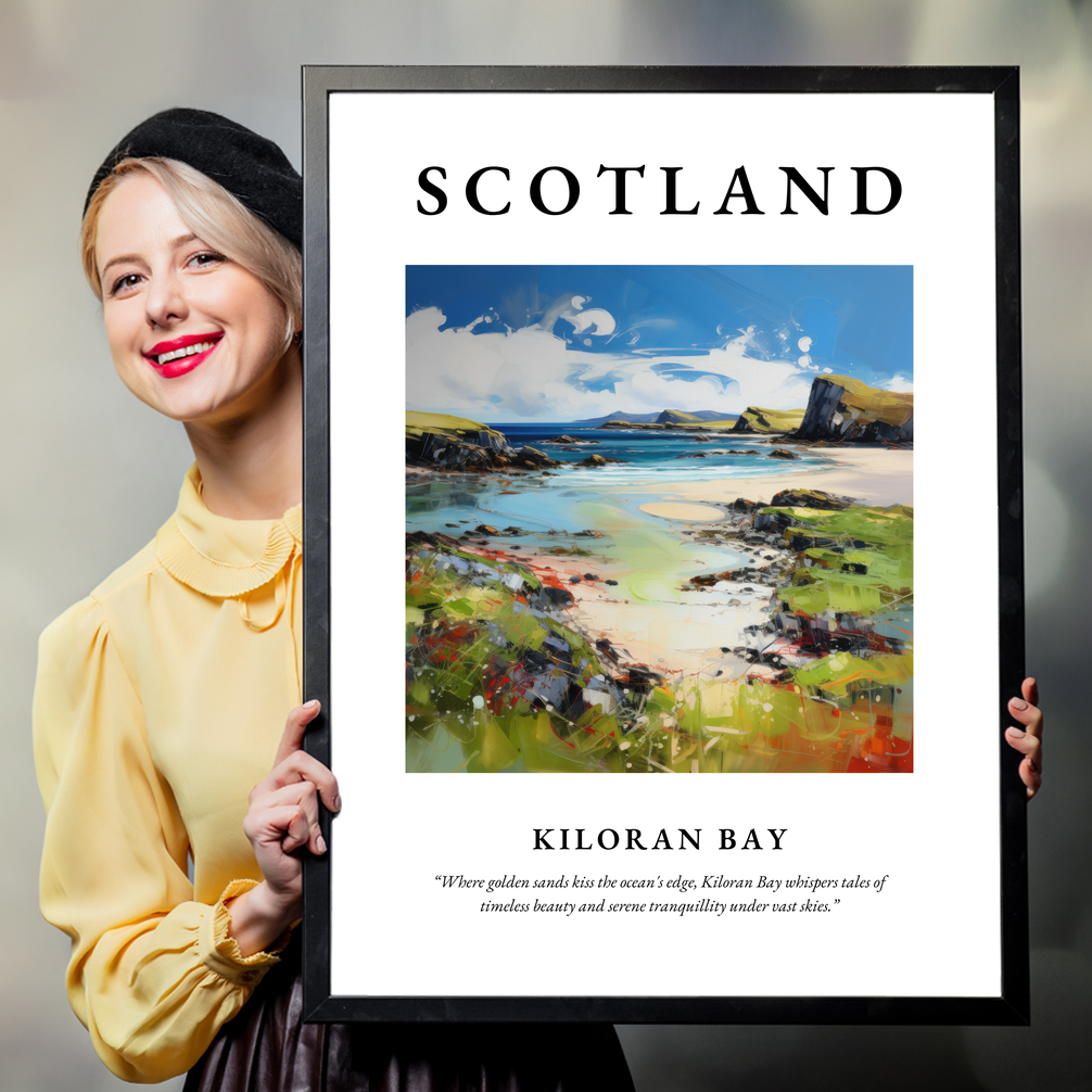 Person holding a poster of Kiloran Bay