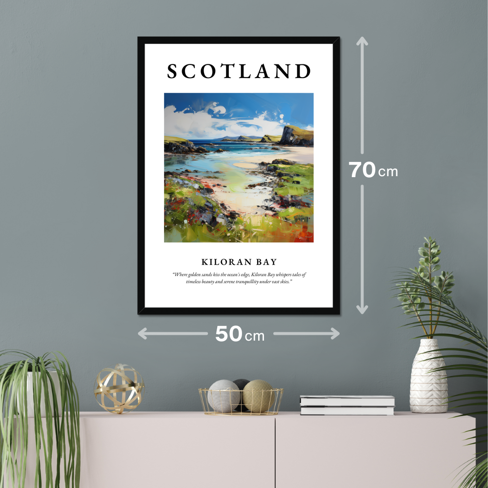 Poster of Kiloran Bay hanging on a wall