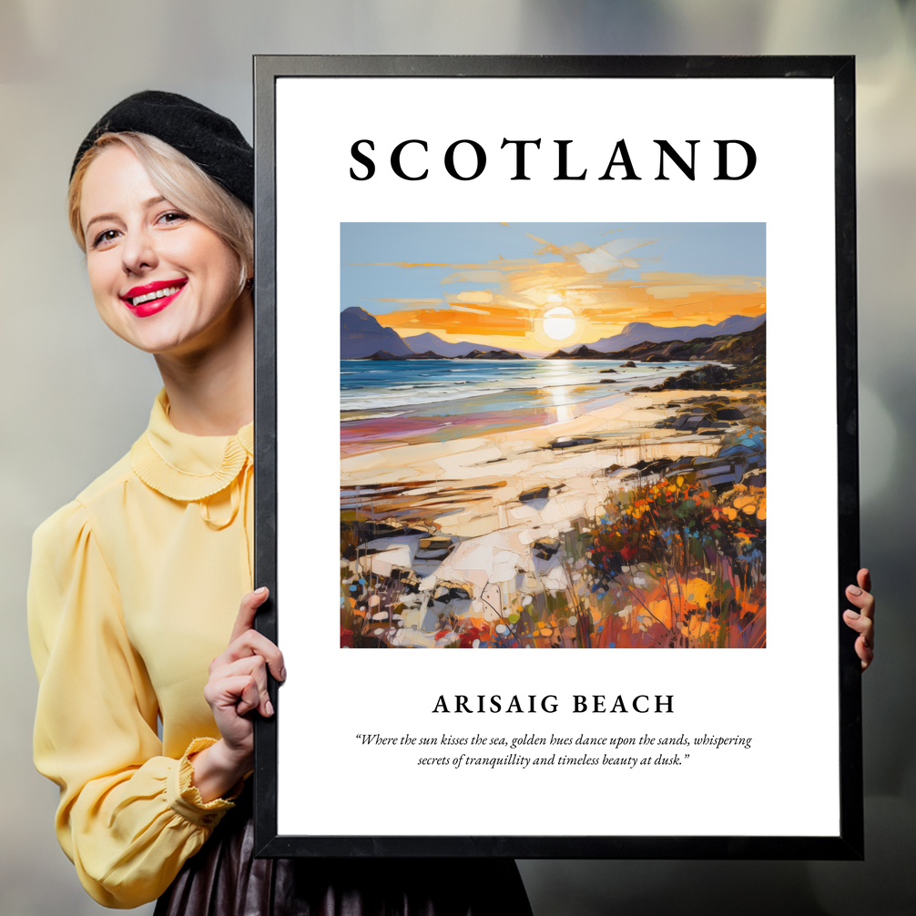 Person holding a poster of Arisaig Beach