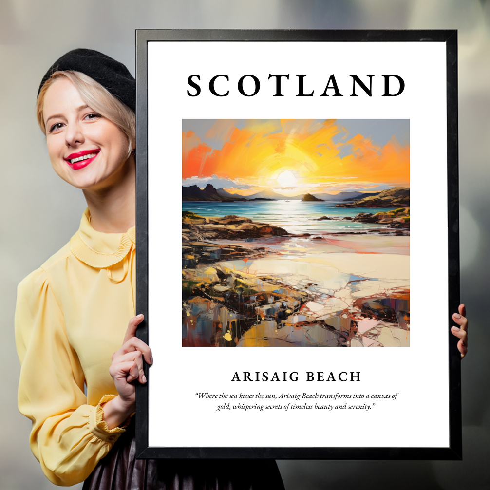 Person holding a poster of Arisaig Beach