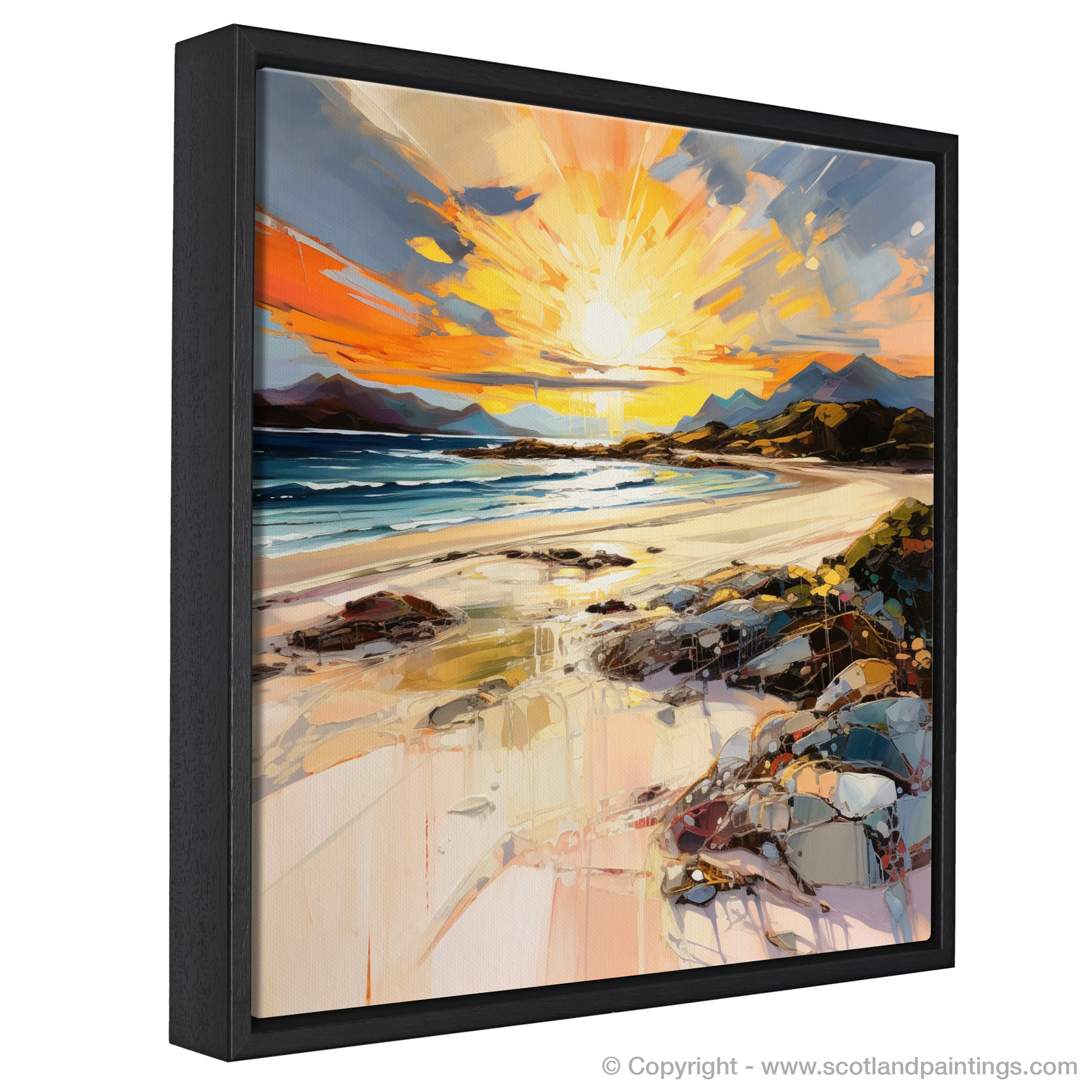 Painting and Art Print of Arisaig Beach at golden hour. Golden Hour Glow at Arisaig Beach.