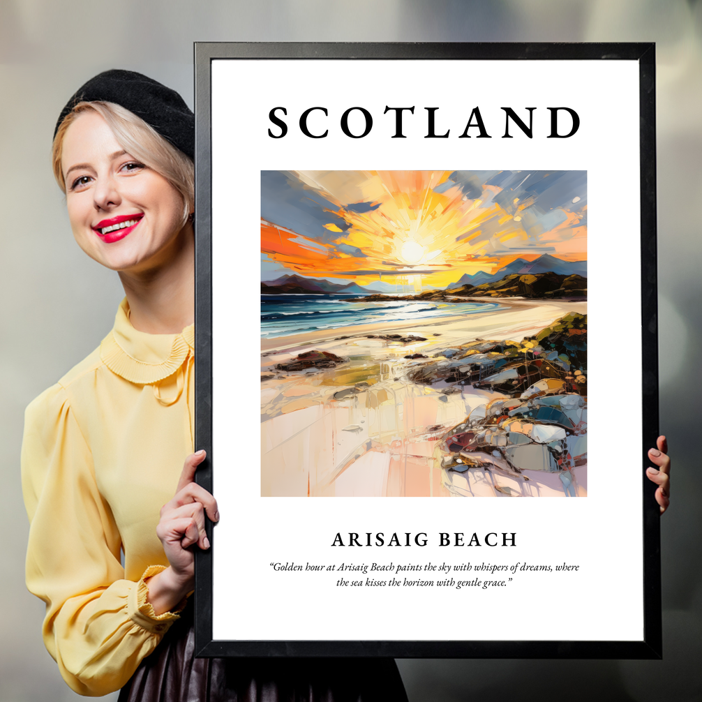 Person holding a poster of Arisaig Beach