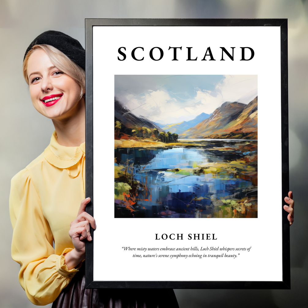 Person holding a poster of Loch Shiel