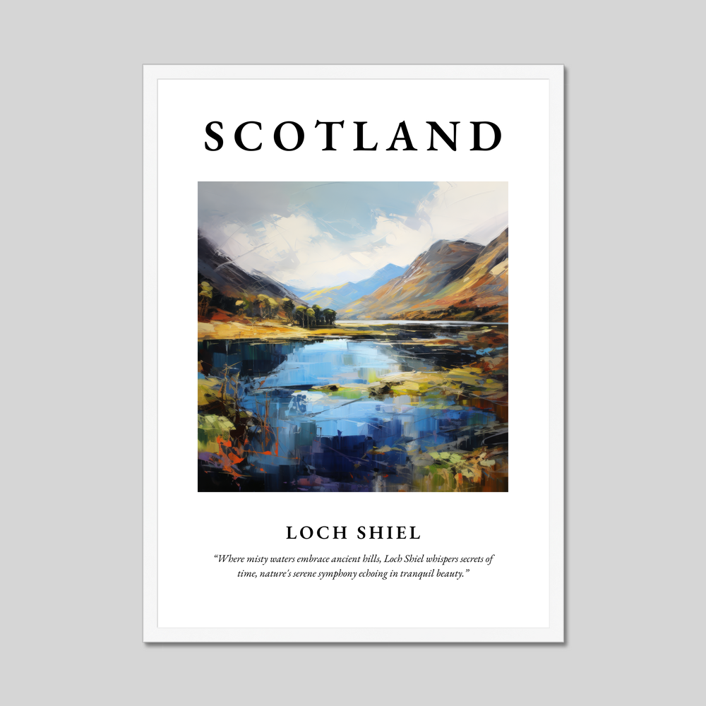 Poster in a white frame with the word Scotland