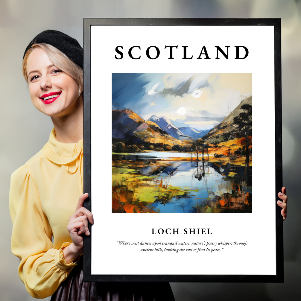 Person holding a poster of Loch Shiel