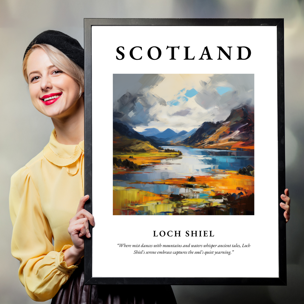 Person holding a poster of Loch Shiel