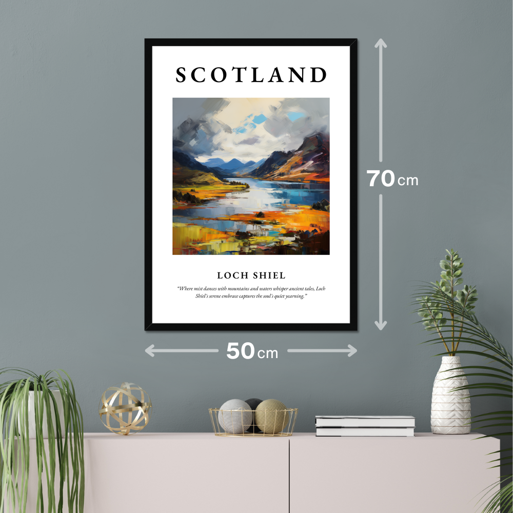 Poster of Loch Shiel hanging on a wall