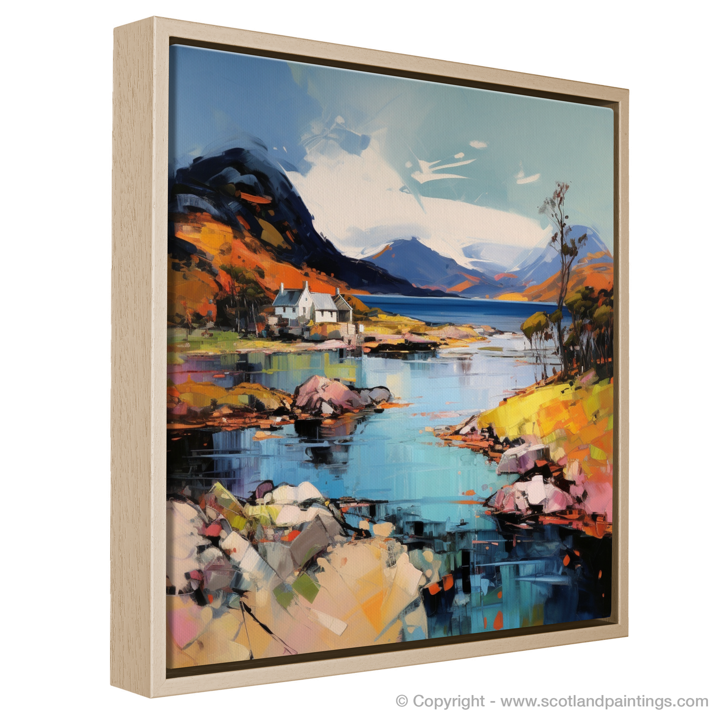 Painting and Art Print of Shieldaig Bay, Wester Ross entitled "Emergence of the Rugged Splendour: An Expressionist Ode to Shieldaig Bay".