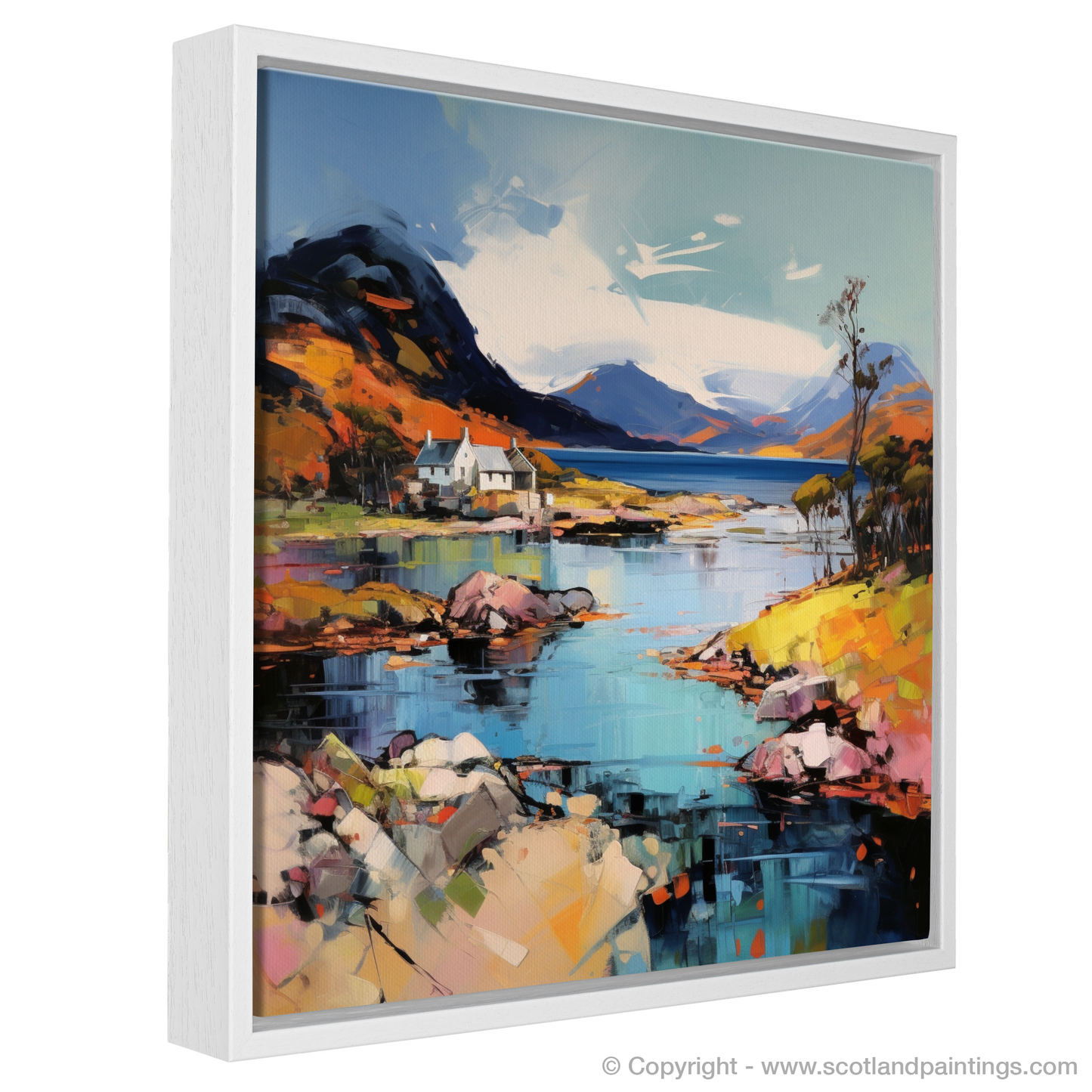 Painting and Art Print of Shieldaig Bay, Wester Ross entitled "Emergence of the Rugged Splendour: An Expressionist Ode to Shieldaig Bay".