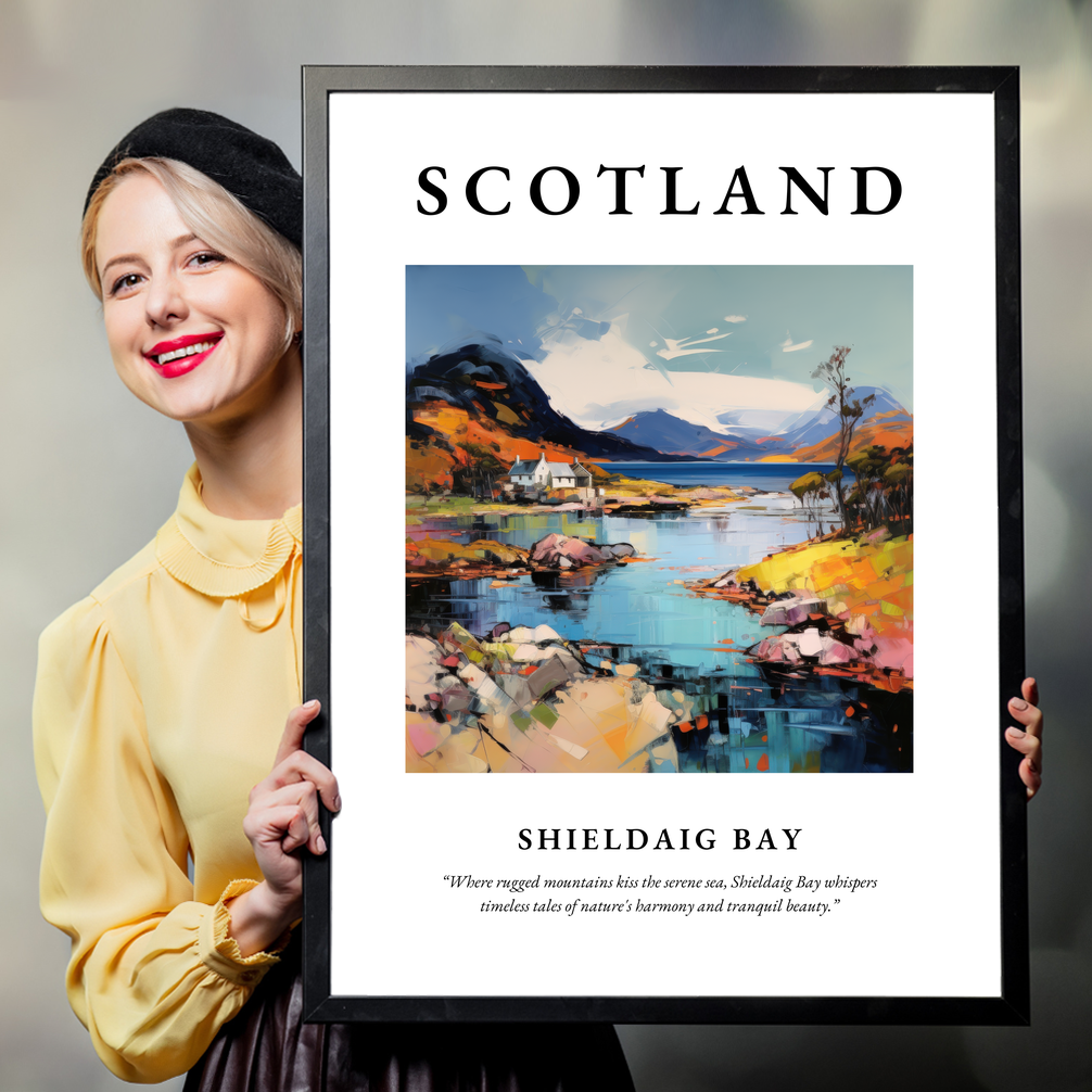 Person holding a poster of Shieldaig Bay