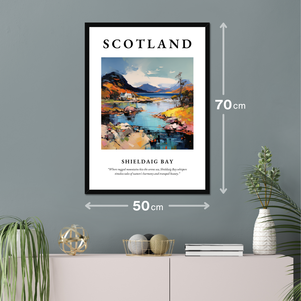 Poster of Shieldaig Bay hanging on a wall