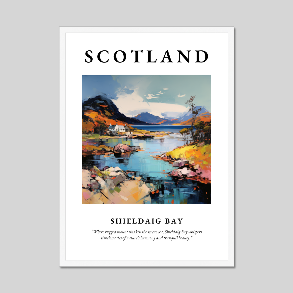 Poster in a white frame with the word Scotland