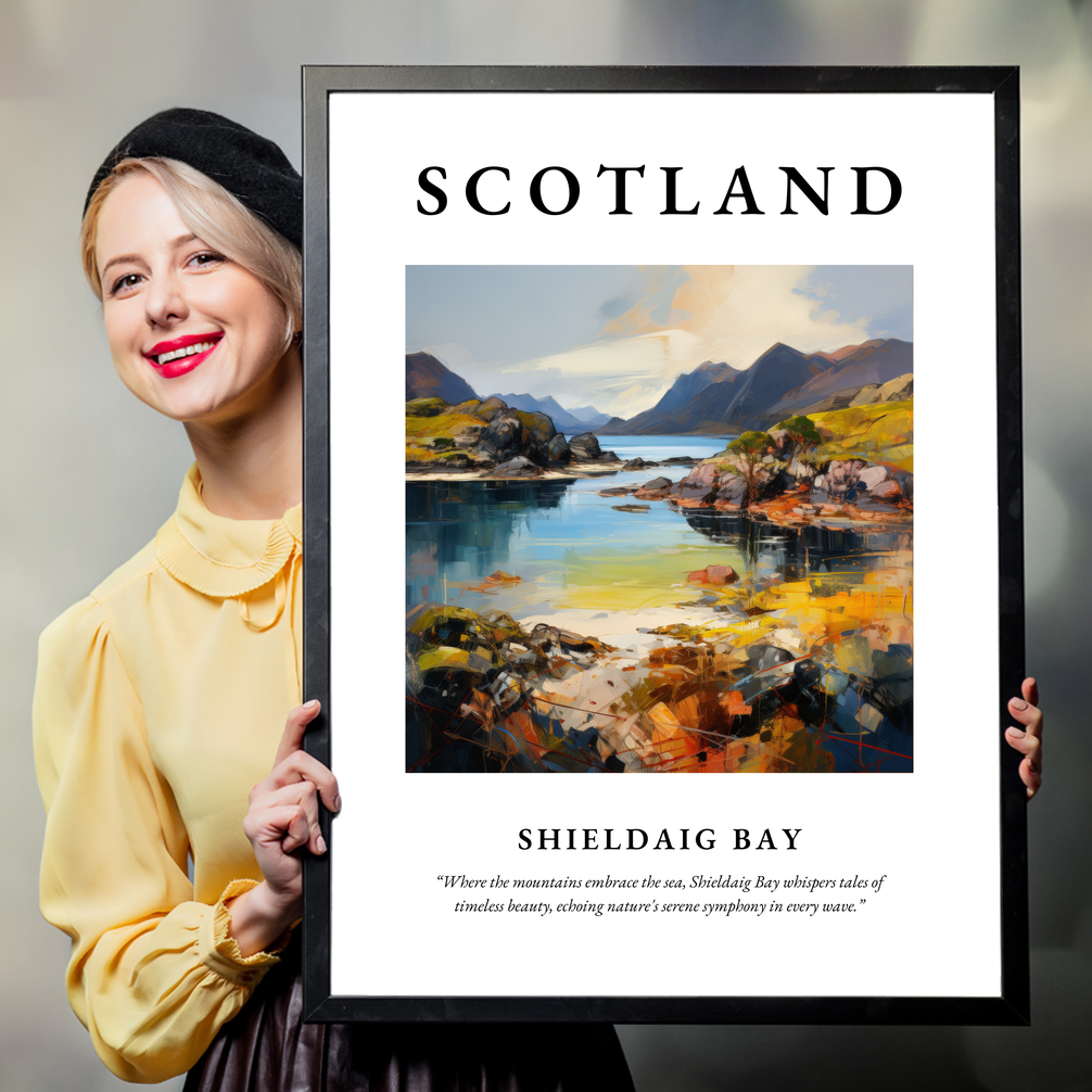 Person holding a poster of Shieldaig Bay