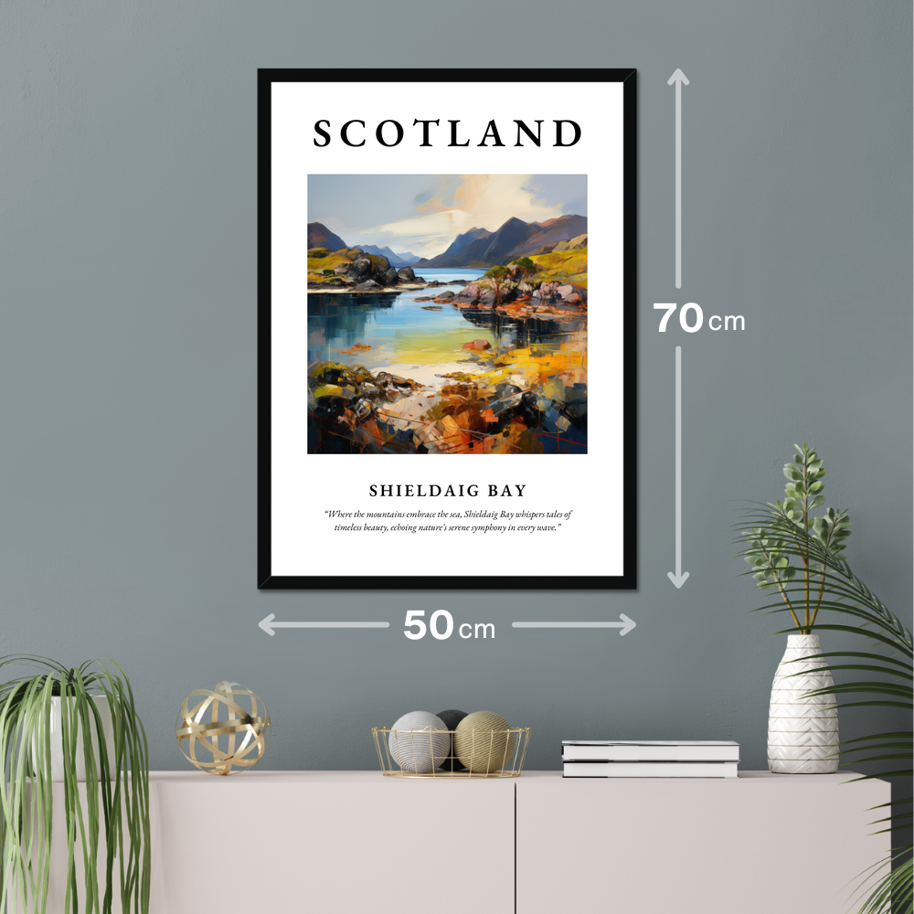 Poster of Shieldaig Bay hanging on a wall