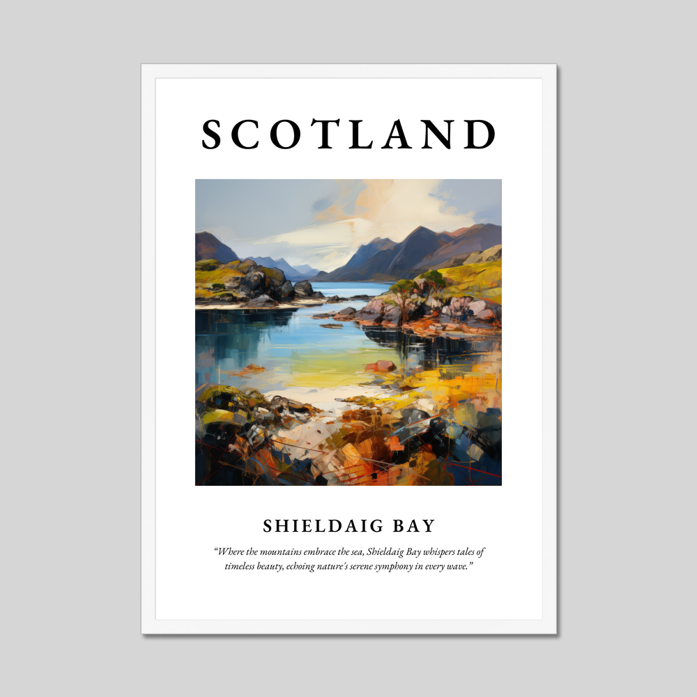 Poster in a white frame with the word Scotland