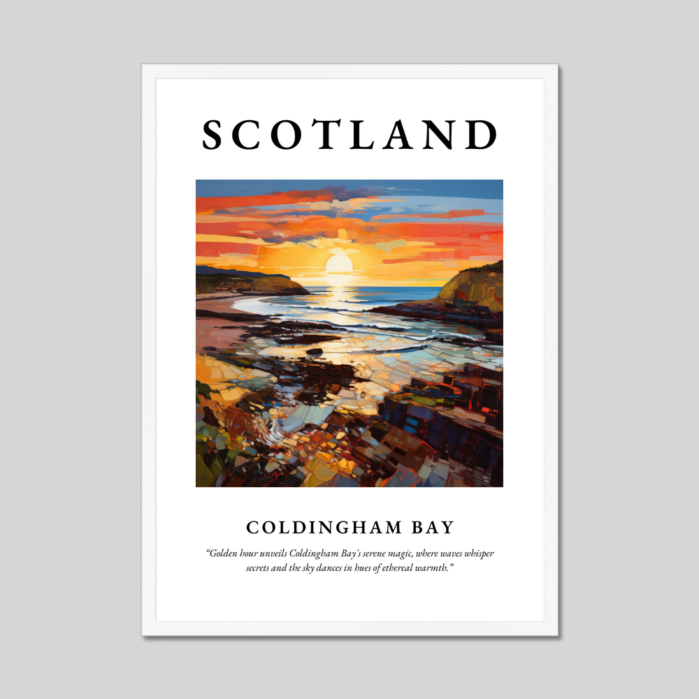 Poster in a white frame with the word Scotland