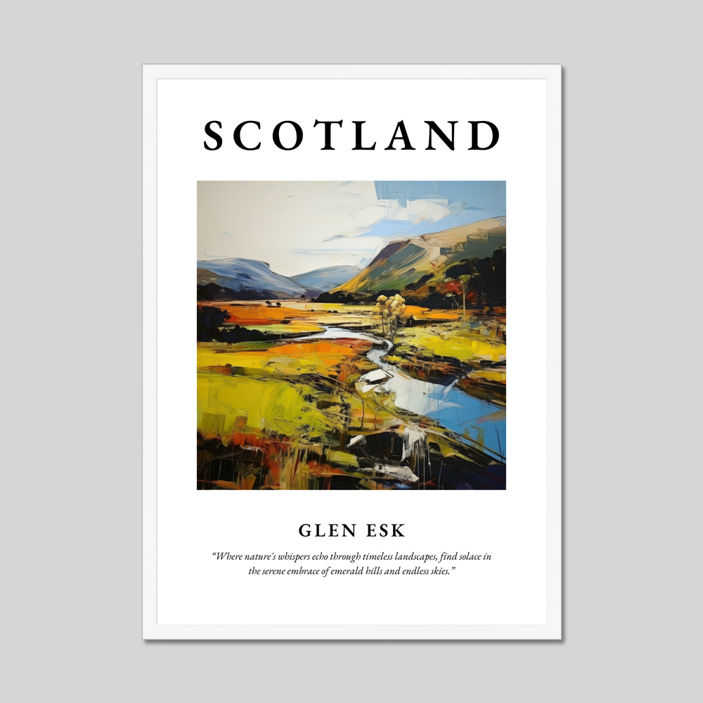 Poster in a white frame with the word Scotland