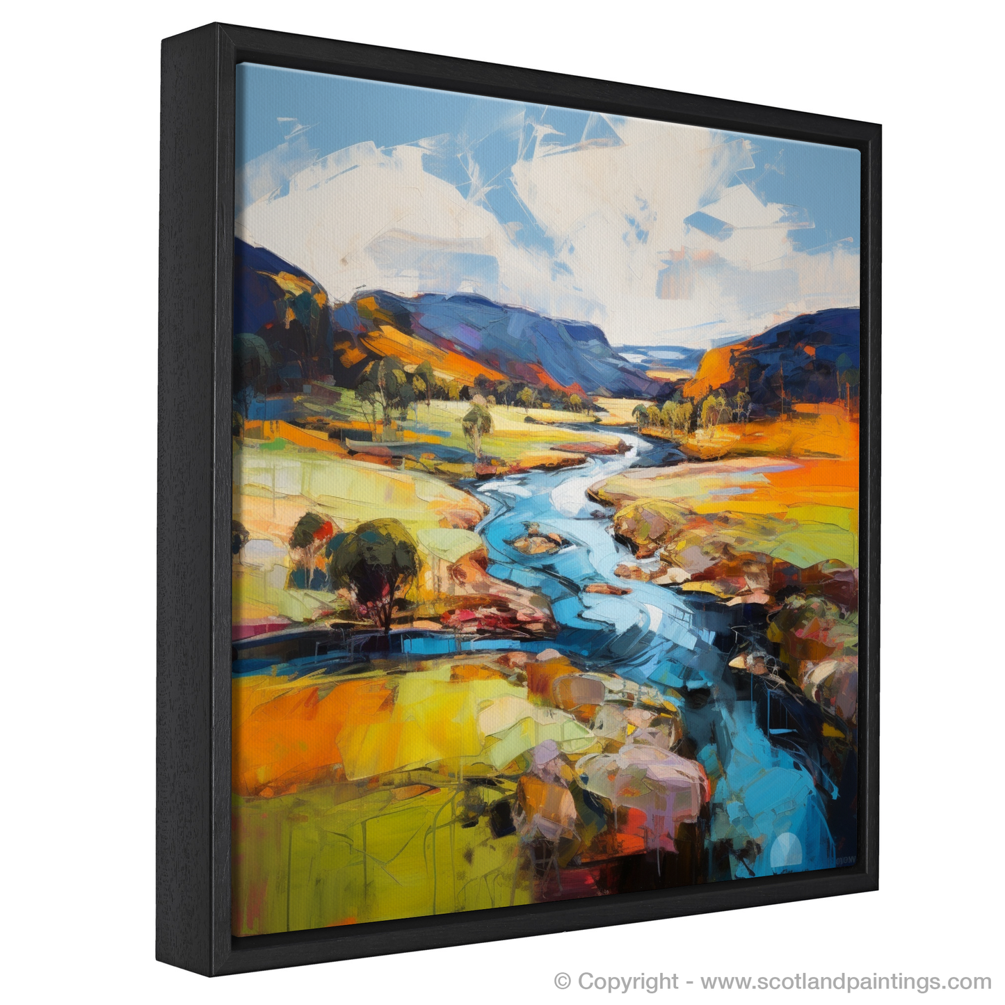 Painting and Art Print of Glen Esk, Angus entitled "Expressionist Ode to Glen Esk - Vibrant Essence of the Scottish Highlands".